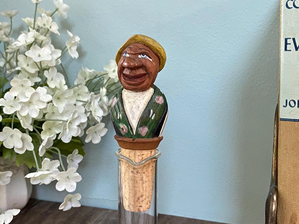 Vintage Carved Pirate Bottle Stopper by Anri at Duckwells