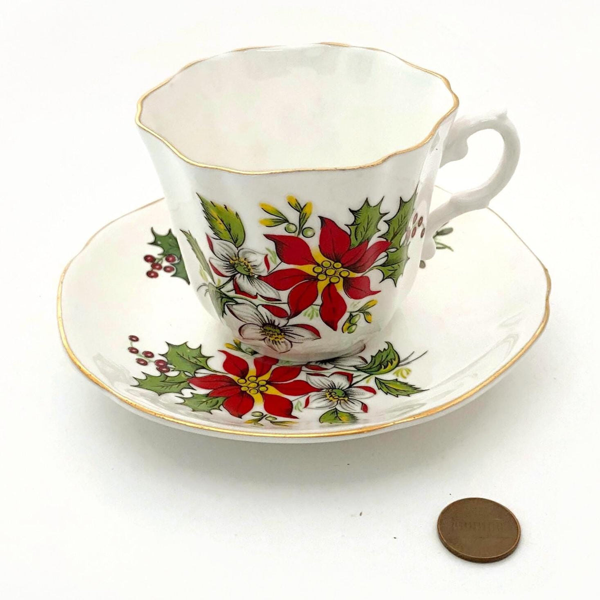 Vintage Christmas Cup and Saucer Set at Duckwells