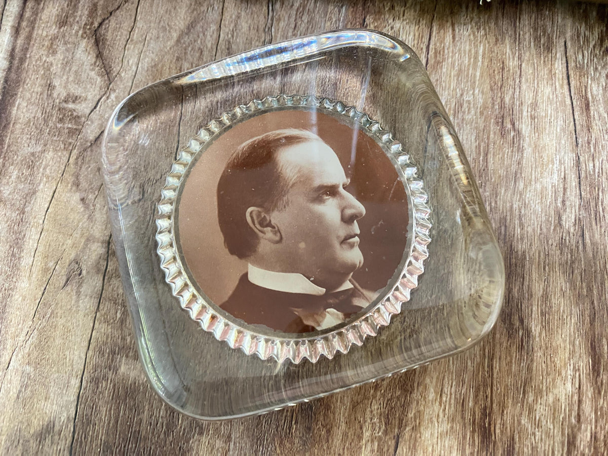 Antique President William McKinley Glass Paper Weight