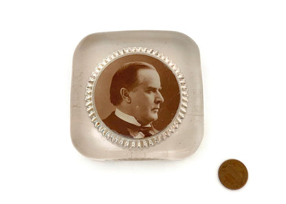Antique President William McKinley Glass Paper Weight