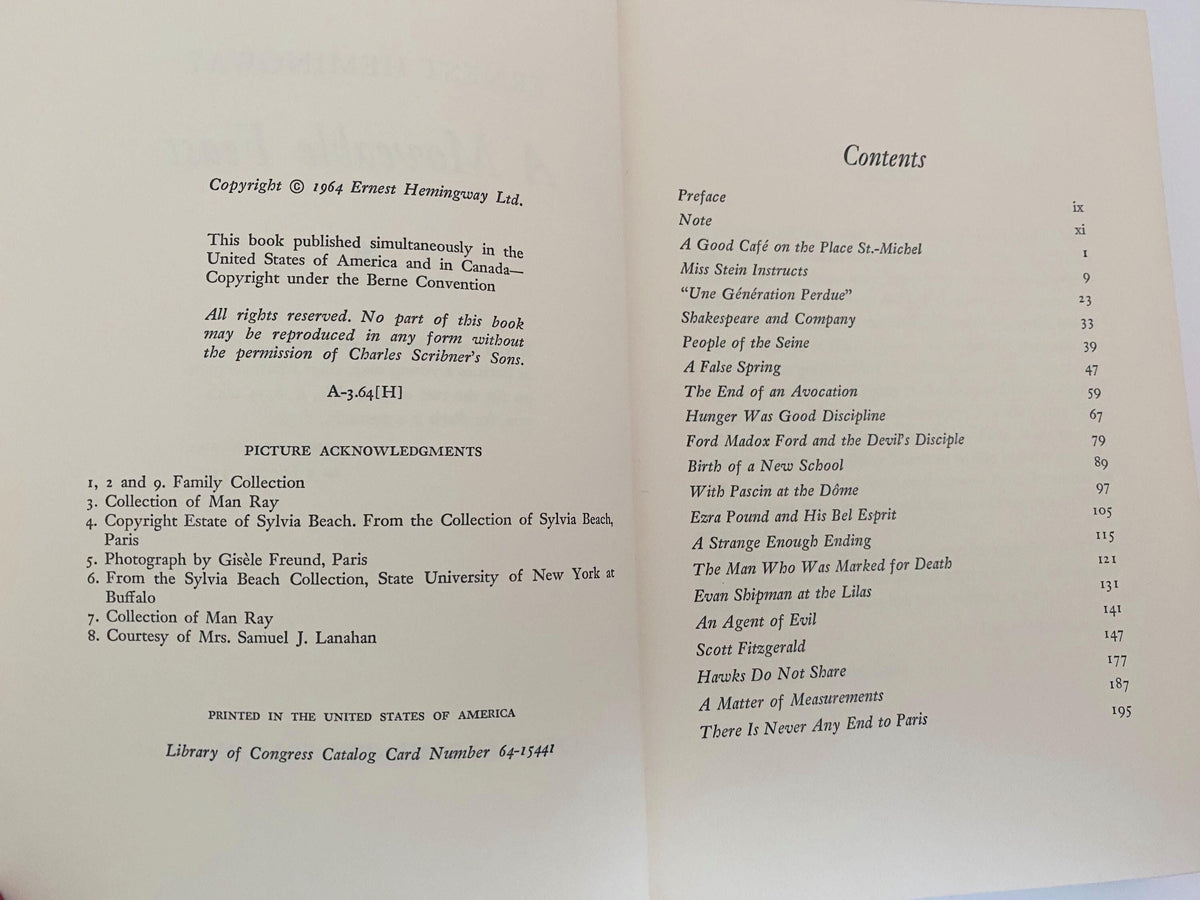 Vintage First Edition Book, A Moveable Feast by Ernest Hemingway