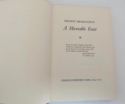 Vintage First Edition Book, A Moveable Feast by Ernest Hemingway