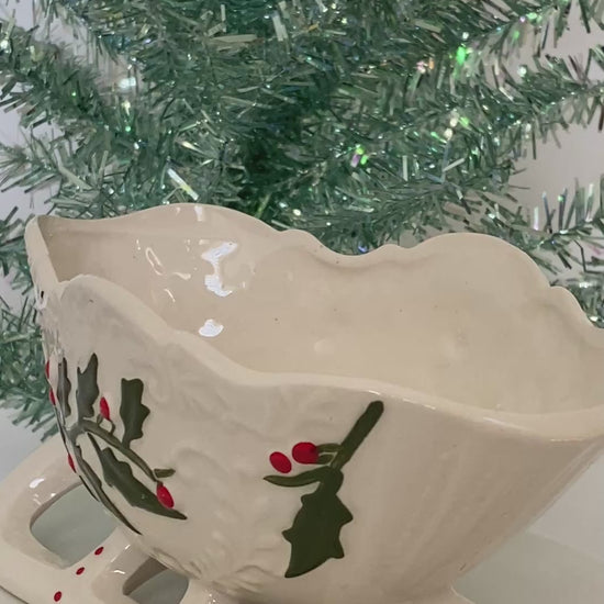 vintage  white ceramic holiday sleigh