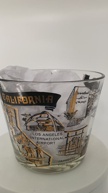 Vintage Midcentury California Souvenir Glass Ice Bucket