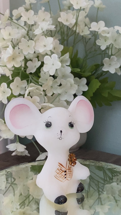 Vintage Fenton Glass Mouse - Boutoniere Buddy Handpainted Figurine November