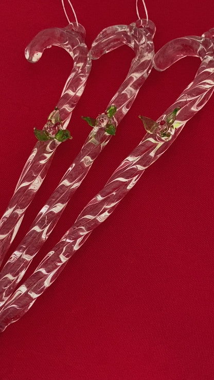 Vintage Spun Glass Candy Cane Ornaments