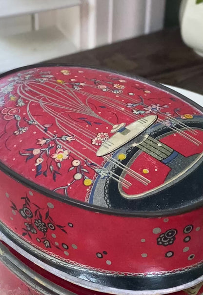 red art nouveau powder box