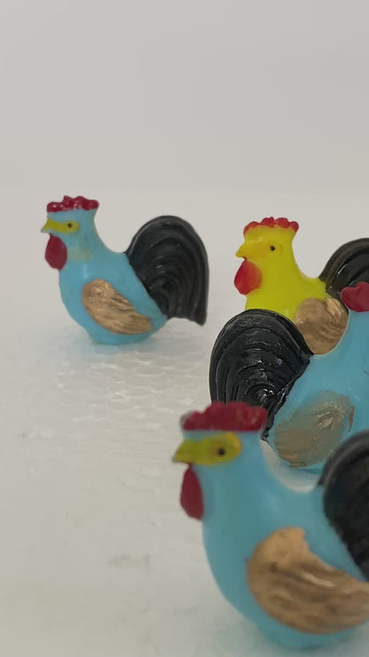 Vintage Plastic Chickens Cake Decorations