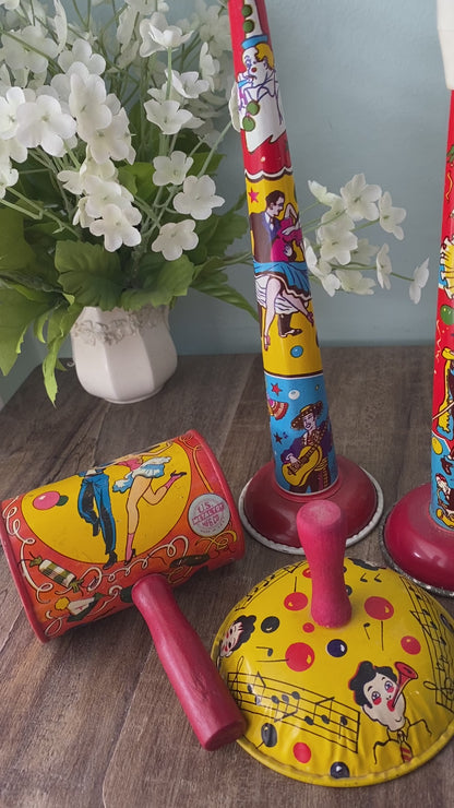 Vintage Tin Litho Party Noisemakers