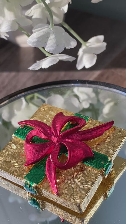 Vintage Holiday Gift Box Brooch by Attwood & Sawyer