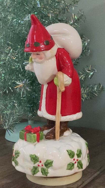 Vintage Christmas Santa Claus Musical Rotating Figurine
