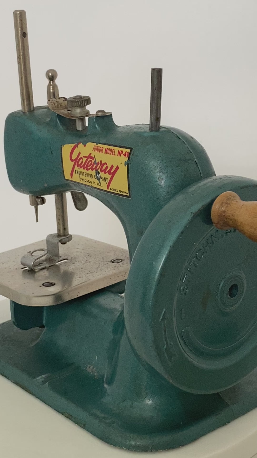 Vintage Toy Sewing Machine - Teal Miniature Gateway Junior Model
