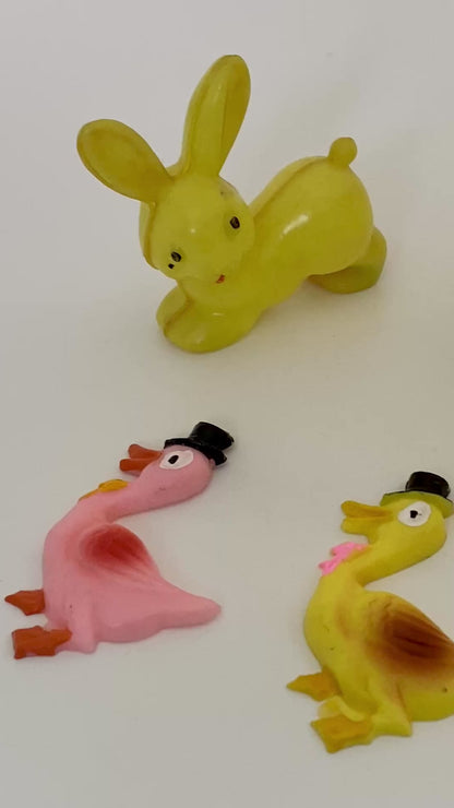 Vintage Cake Toppers, Plastic Bunnies and Ducks