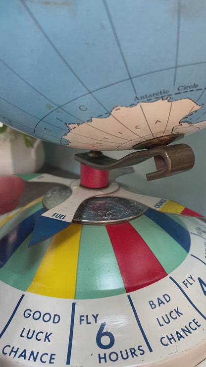 Midcentury Tin Desk Globe -  Magnetic Metal Toy