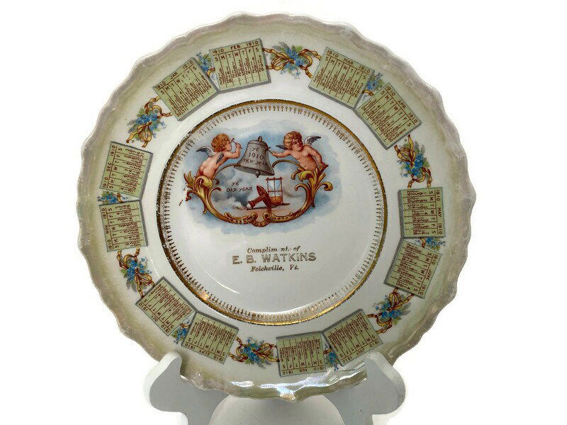 Antique 1910 Calendar Plate with Vermont Advertising - Duckwells