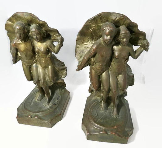Antique Art Nouveau Bookends - Duckwells
