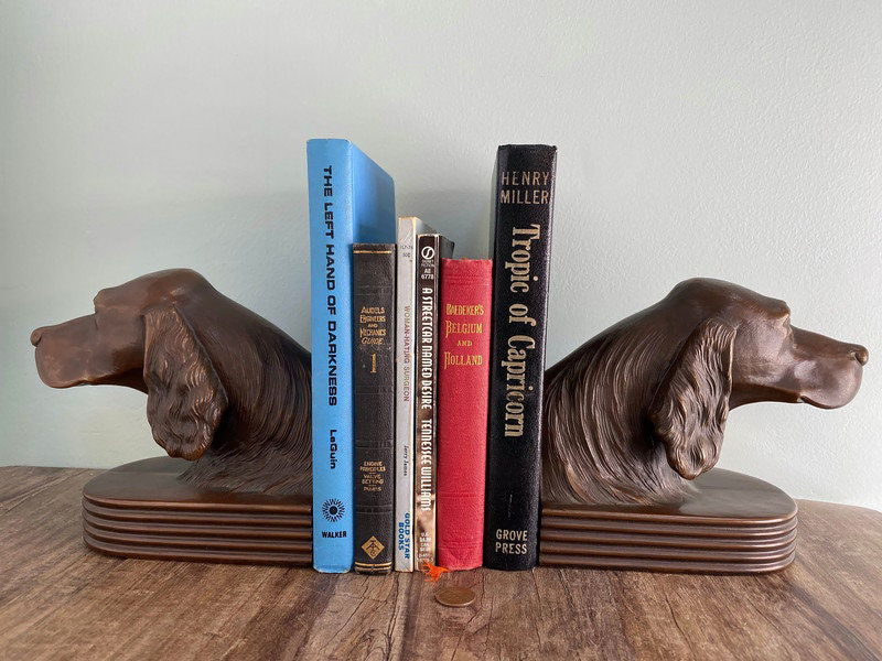 Antique Cast Metal Dog Bookends - Duckwells