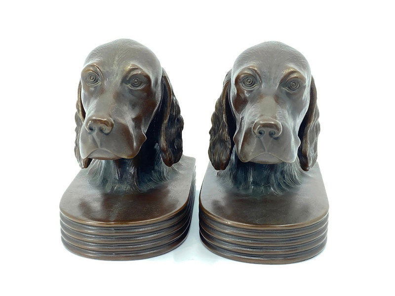 Antique Cast Metal Dog Bookends - Duckwells