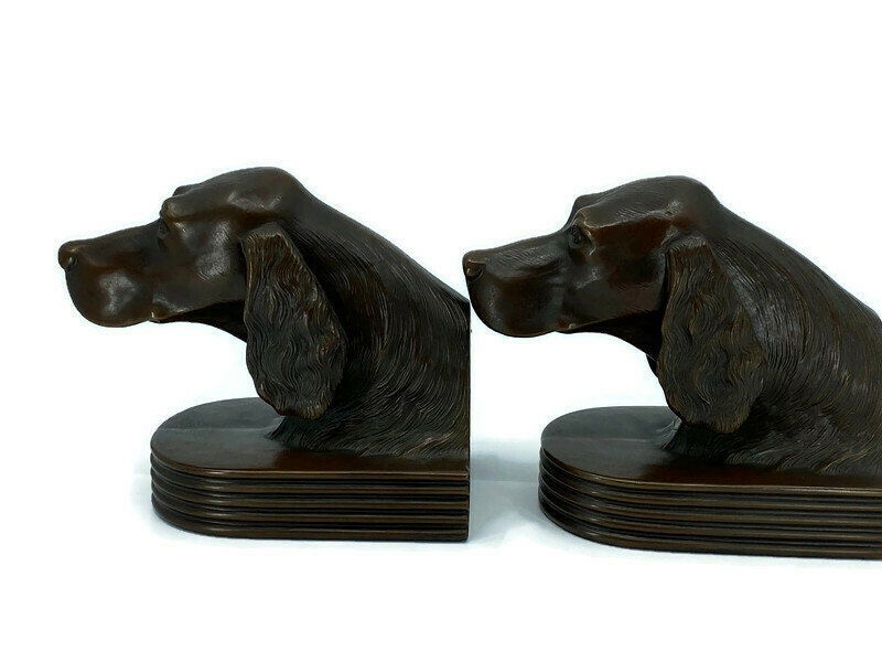 Antique Cast Metal Dog Bookends - Duckwells