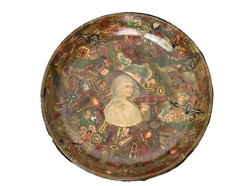 Antique Cigar Band Decoupage Glass Bowl - Duckwells