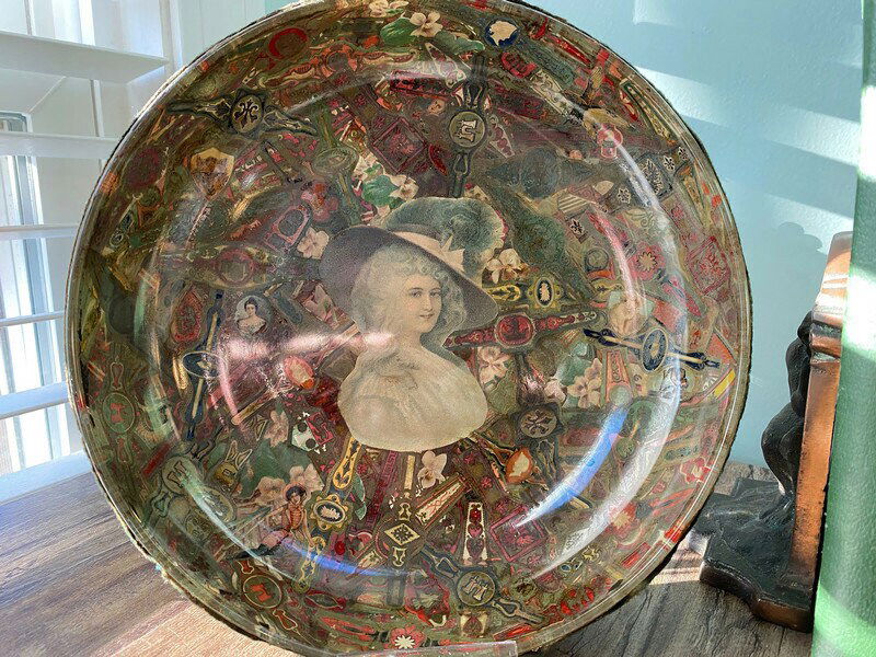 Antique Cigar Band Decoupage Glass Bowl - Duckwells