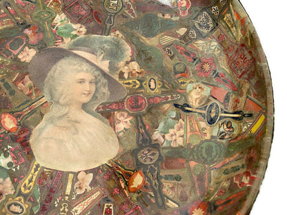 Antique Cigar Band Decoupage Glass Bowl - Duckwells