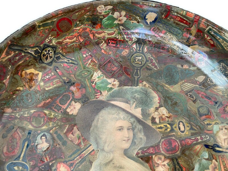 Antique Cigar Band Decoupage Glass Bowl - Duckwells