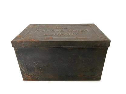 Antique Diamond Match Company Tin Metal Hinged Box - Duckwells