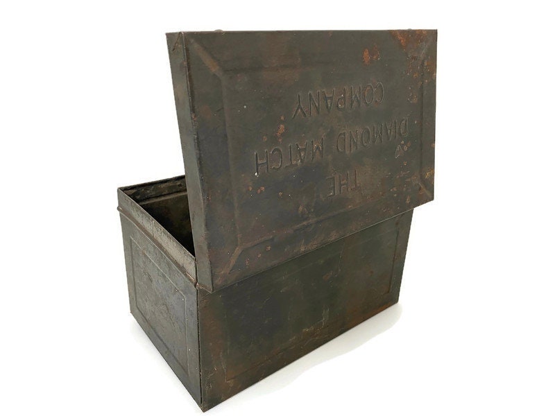 Antique Diamond Match Company Tin Metal Hinged Box - Duckwells