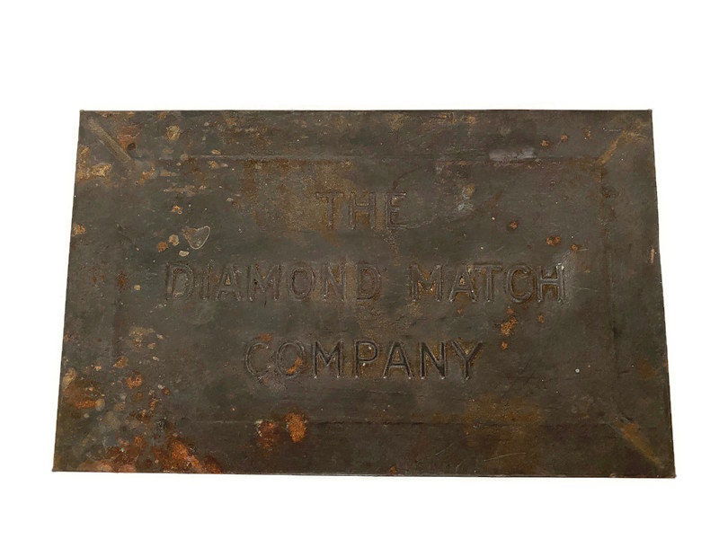 Antique Diamond Match Company Tin Metal Hinged Box - Duckwells