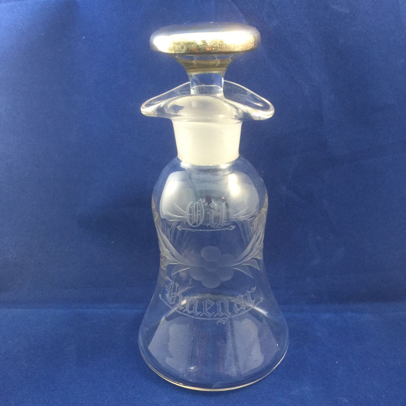 Antique Etched Glass Oil and Vinegar Cruet - Duckwells