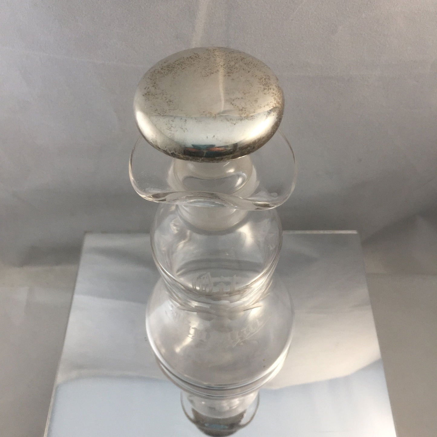 Antique Etched Glass Oil and Vinegar Cruet - Duckwells