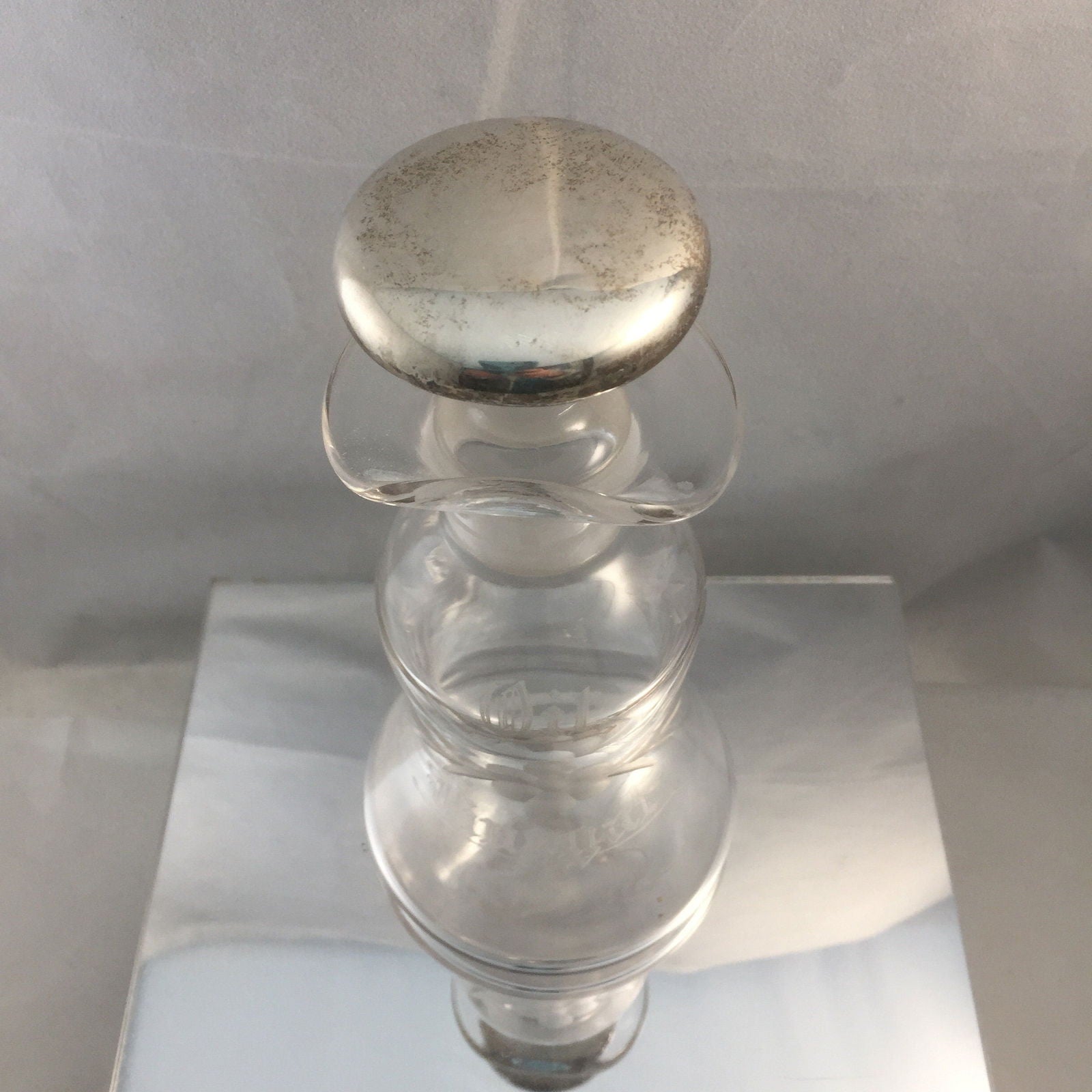 Antique Etched Glass Oil and Vinegar Cruet - Duckwells