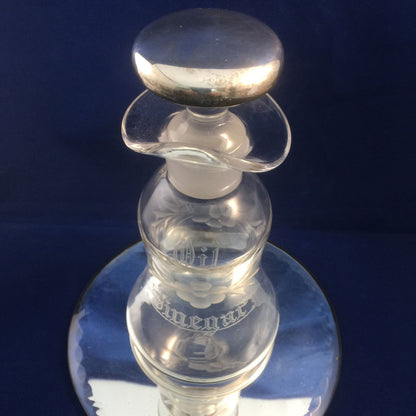 Antique Etched Glass Oil and Vinegar Cruet - Duckwells