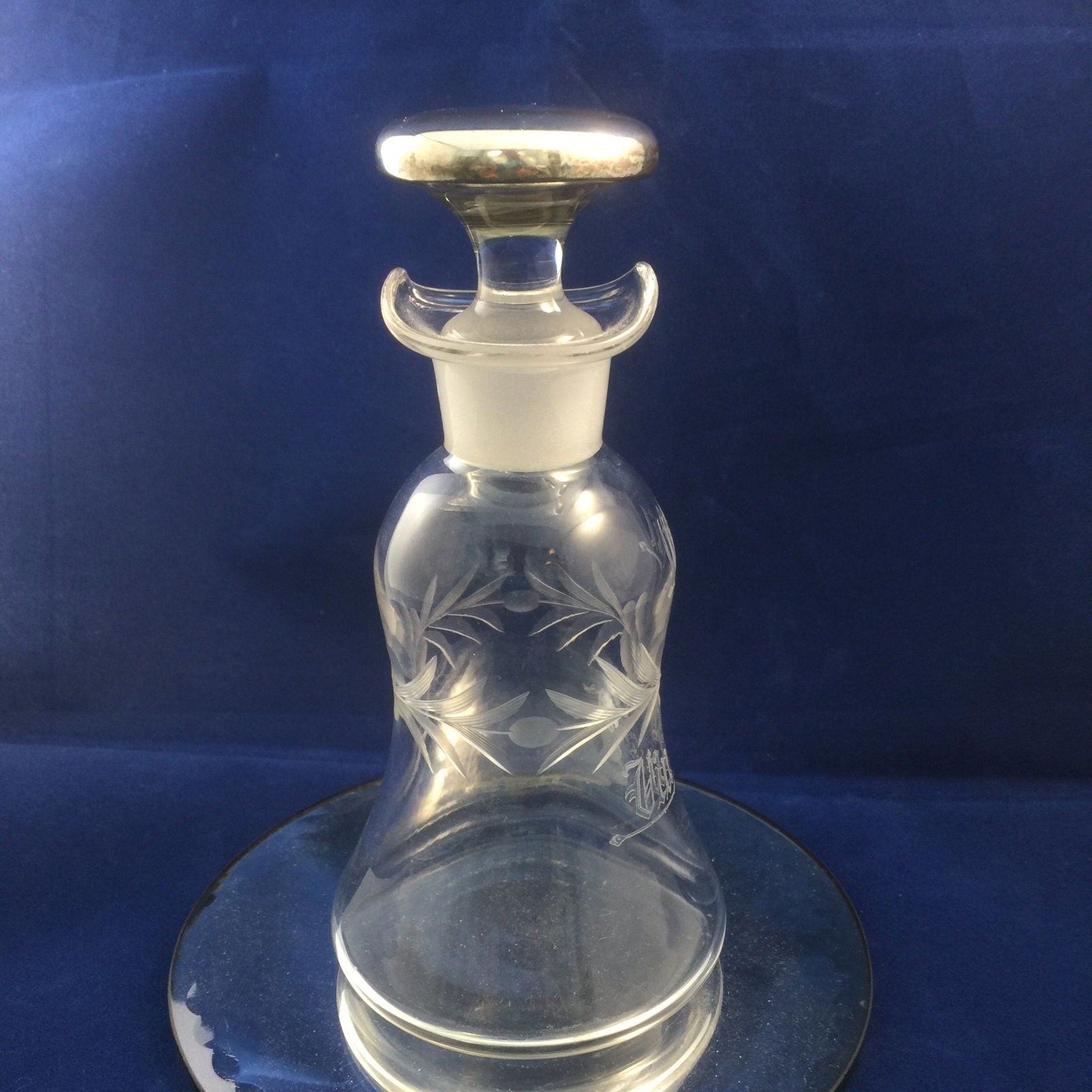Antique Etched Glass Oil and Vinegar Cruet - Duckwells