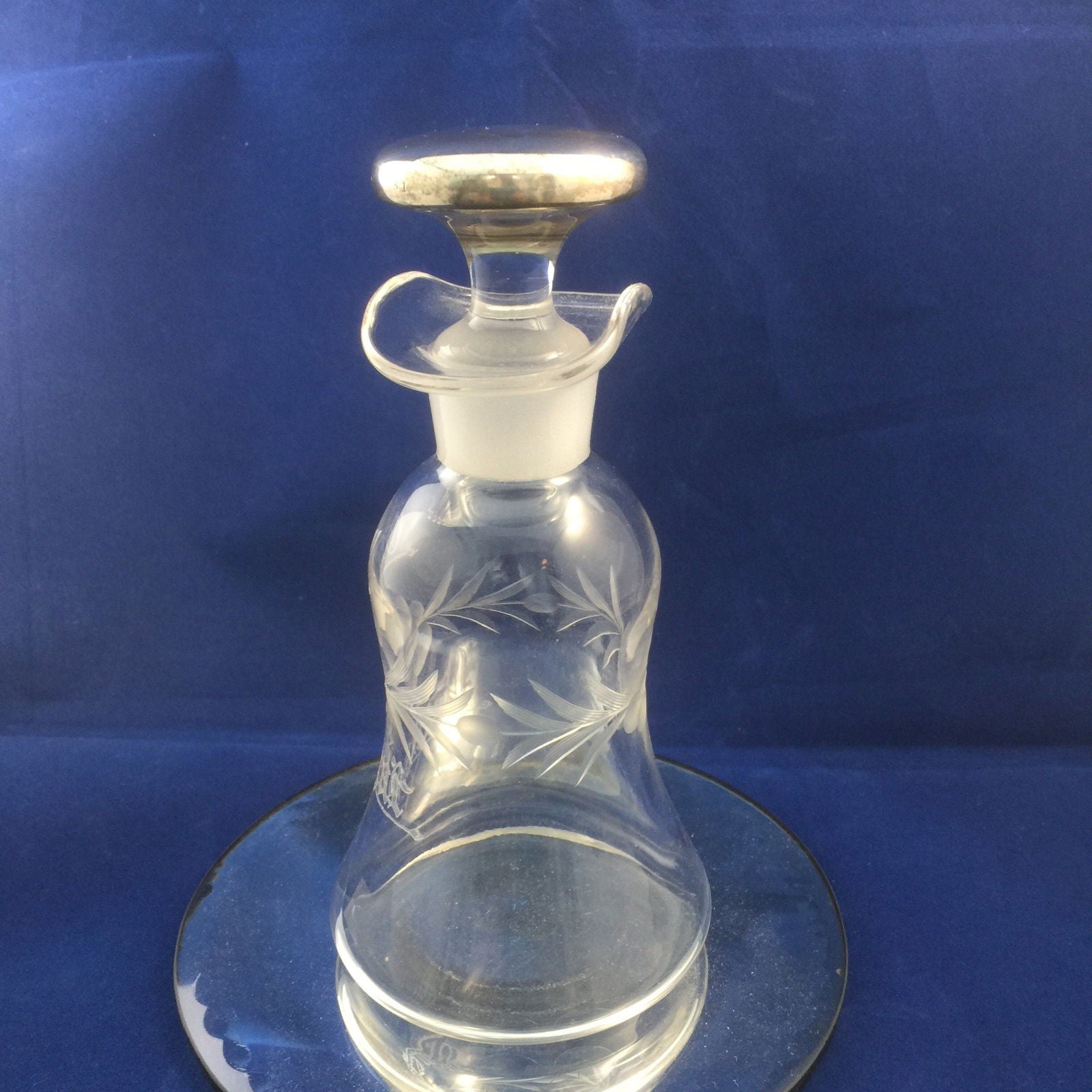 Antique Etched Glass Oil and Vinegar Cruet - Duckwells