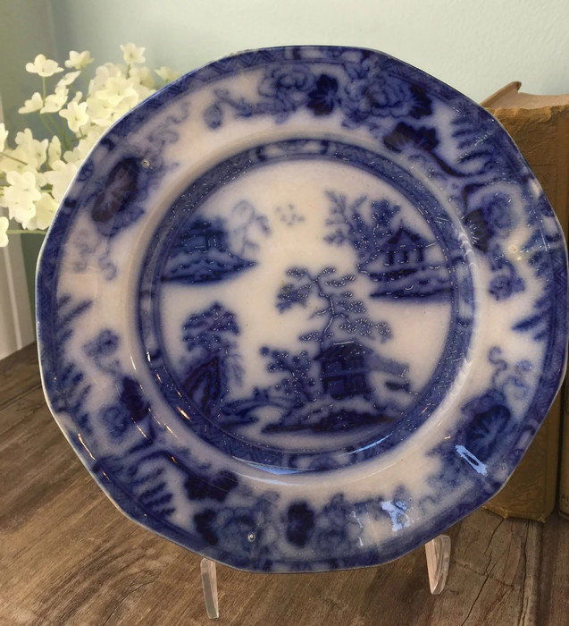 Antique Flow Blue Plate - Duckwells