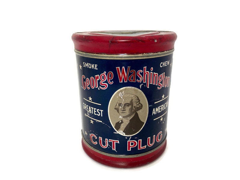 Antique George Washington Cut Plug Tobacco Tin - Duckwells