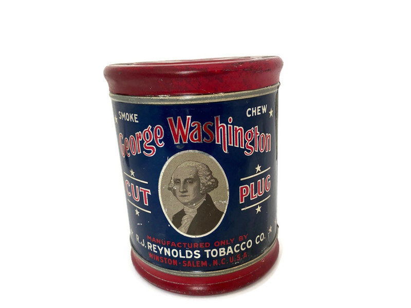 Antique George Washington Cut Plug Tobacco Tin - Duckwells
