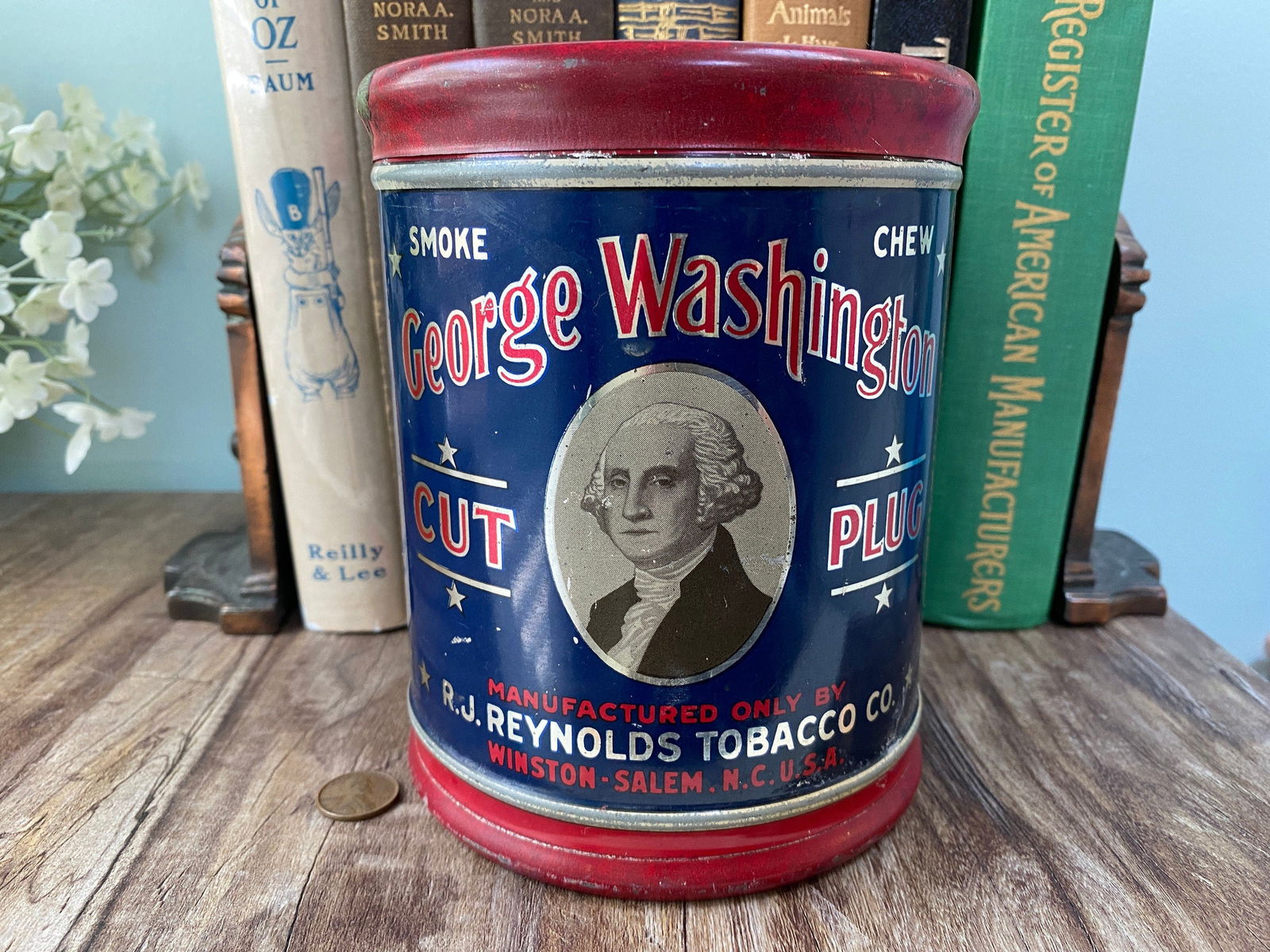 Antique George Washington Cut Plug Tobacco Tin - Duckwells