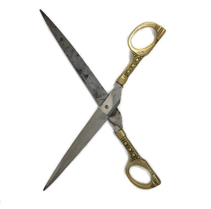 Antique German Brass Scissors and Sheath - Duckwells