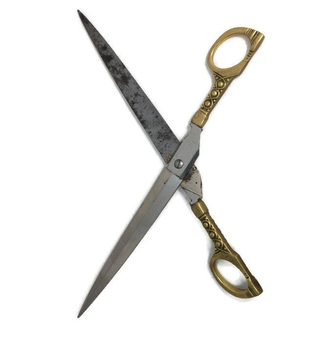 Antique German Brass Scissors and Sheath - Duckwells