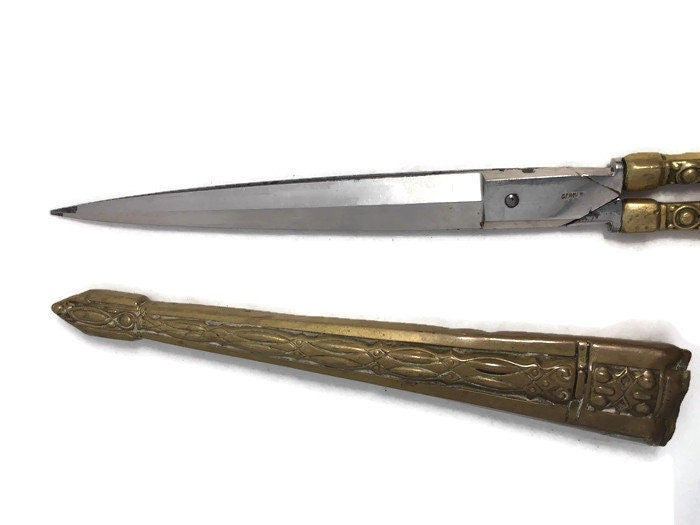 Antique German Brass Scissors and Sheath - Duckwells
