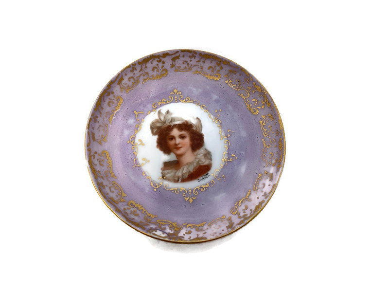 Antique German Porcelain Portrait Pin Dishes - Duckwells