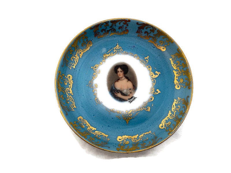 Antique German Porcelain Portrait Pin Dishes - Duckwells