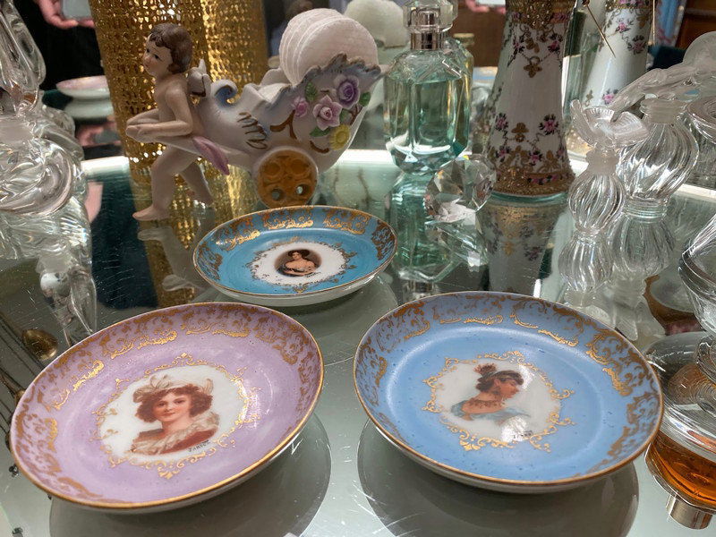 Antique German Porcelain Portrait Pin Dishes - Duckwells