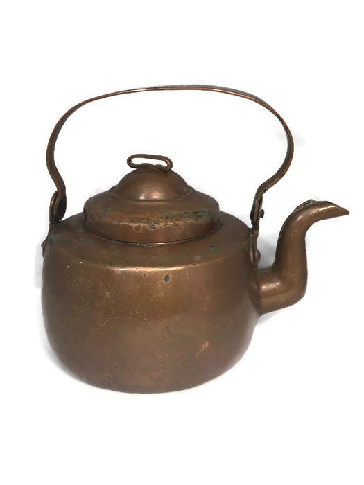 Antique Hand Wrought Copper Tea Kettle - Duckwells