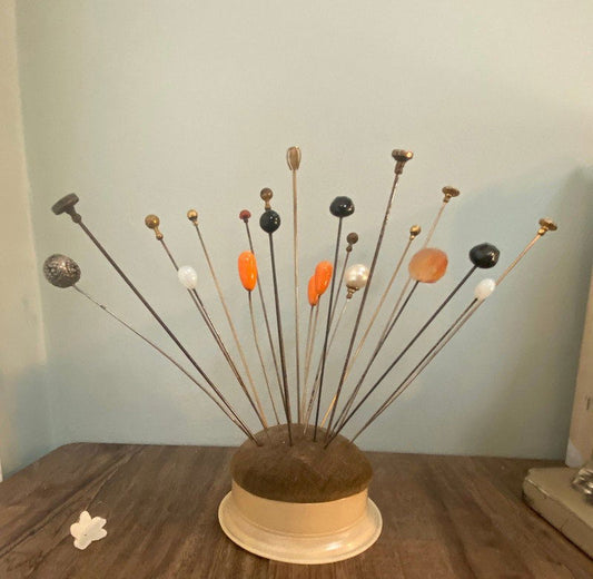 Antique Hatpin Holder and Hatpins - Duckwells