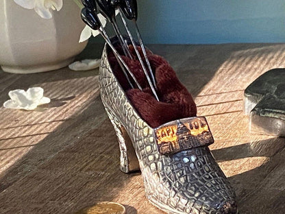 Antique High Heeled Shoe Souvenir Pincushion - Duckwells