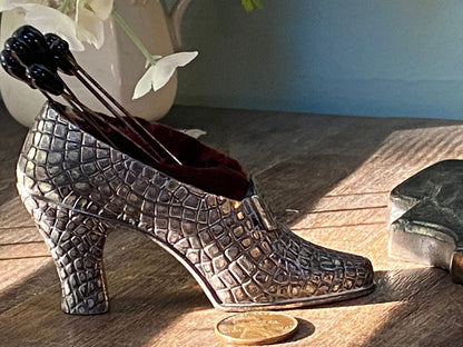Antique High Heeled Shoe Souvenir Pincushion - Duckwells